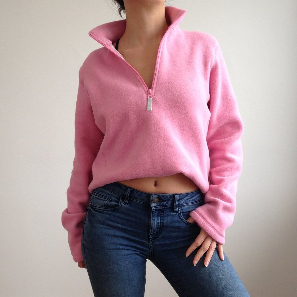 Gap - Bubblegum Pink Quarter Zip Fleece Pullover